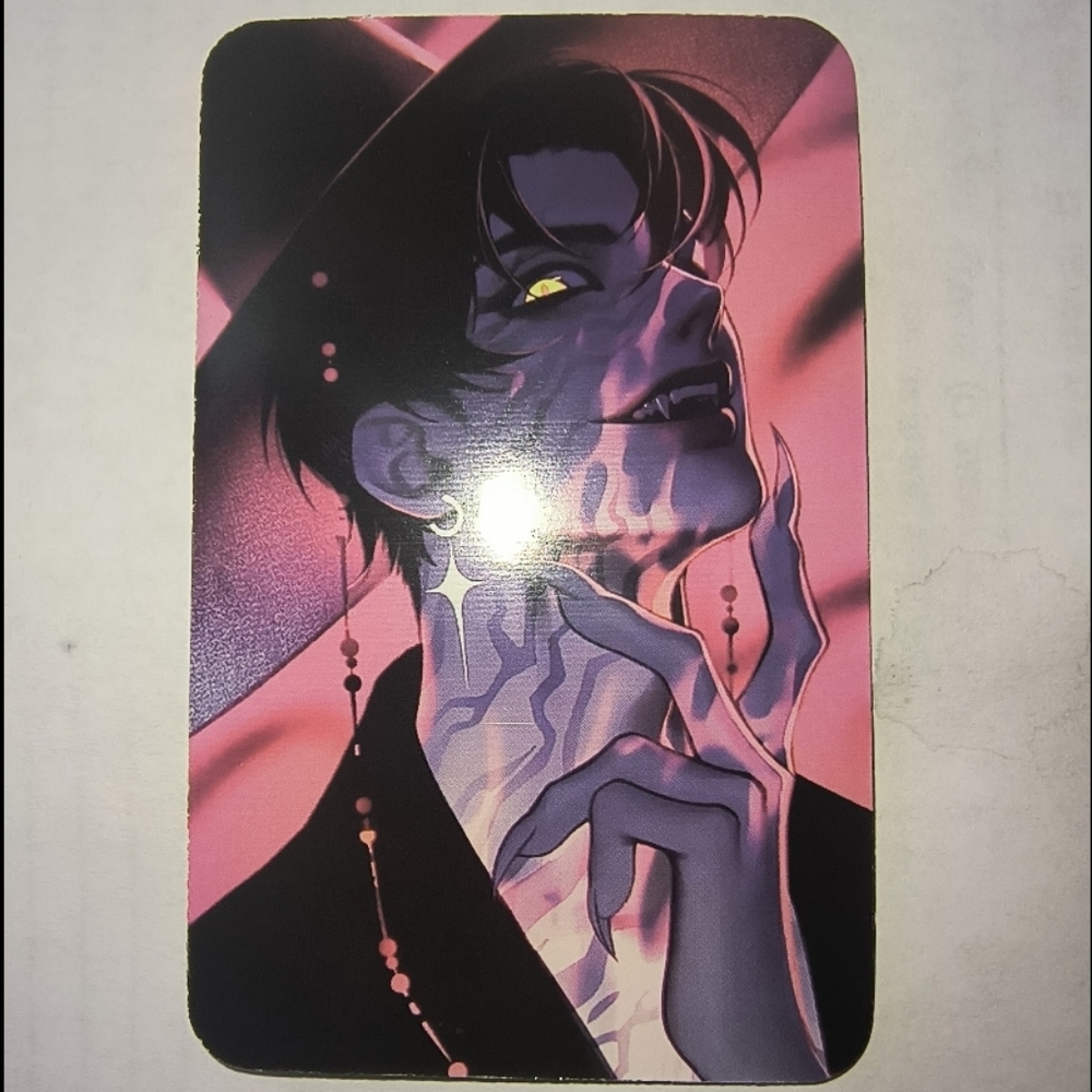 Mystic Purple & Pink Anime Art Card with Yellow Accent Kpop Demon Hunters Jinu